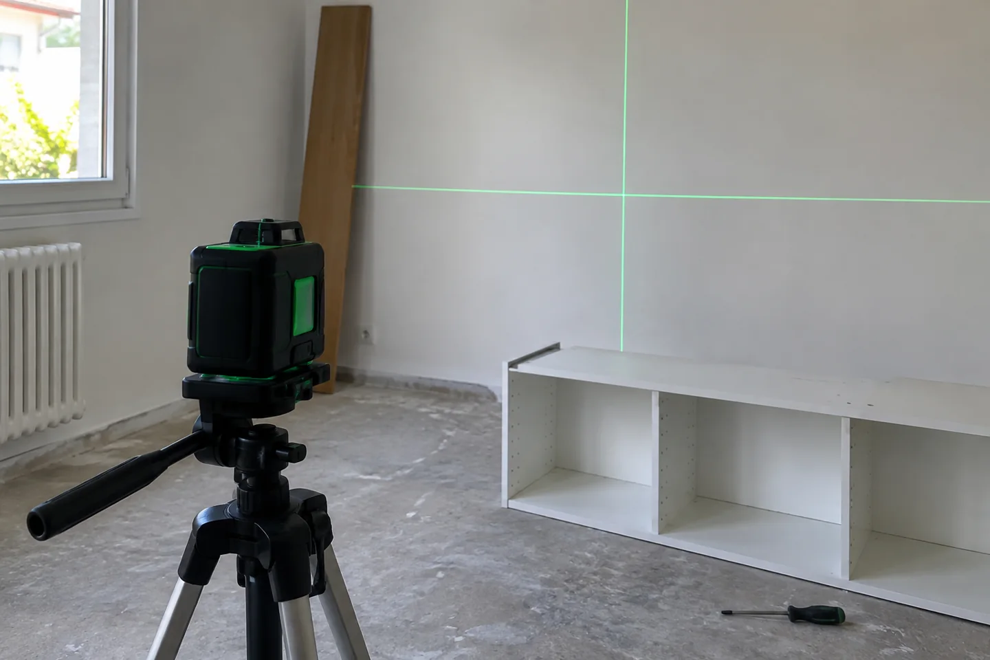 Niveau laser dans une pièce
